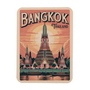 Retro Bangkok stad  Wat Aru Thailand reiscadeaus Magneet