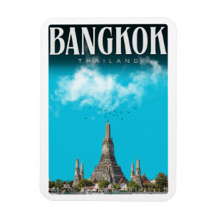 Retro Bangkok stad  Wat Aru- Thailand reizen cadea Magneet