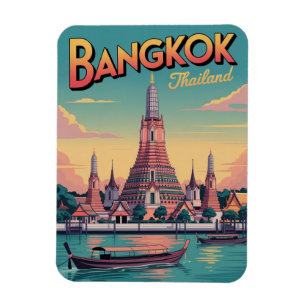 Retro Bangkok stad  Wat Aru Thailand reizen cadeau Magneet