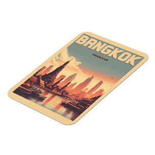 Retro Bangkok stads silhouet - Thailand reis gesch Magneet