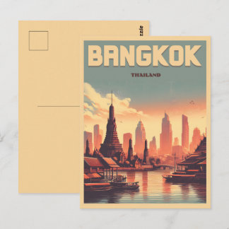 Retro Bangkok stadsgezicht - Thailand reisgeschenk Briefkaart