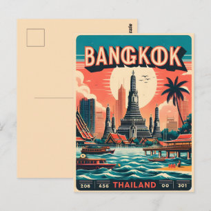Retro Bangkok stadsgezicht - Thailand reisgeschenk Briefkaart