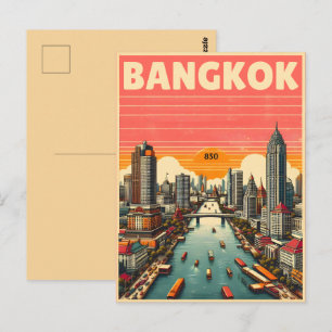 Retro Bangkok stadsgezicht - Thailand reisgeschenk Briefkaart