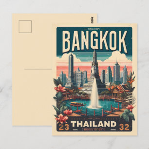 Retro Bangkok stadsgezicht - Thailand reisgeschenk Briefkaart