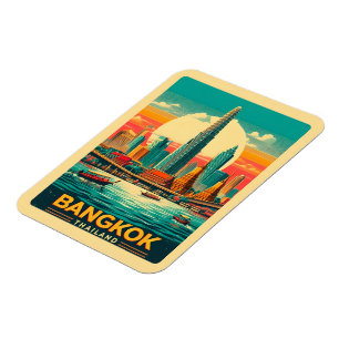 Retro Bangkok stadsgezicht - Thailand reisgeschenk Magneet