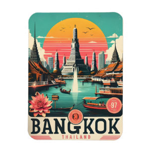 Retro Bangkok stadsgezicht - Thailand reisgeschenk Magneet