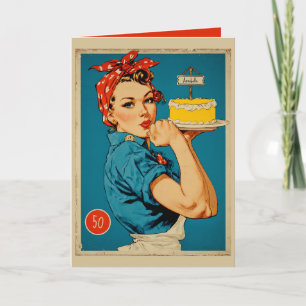 Retro Banketbakker Pin-Up  Kaart