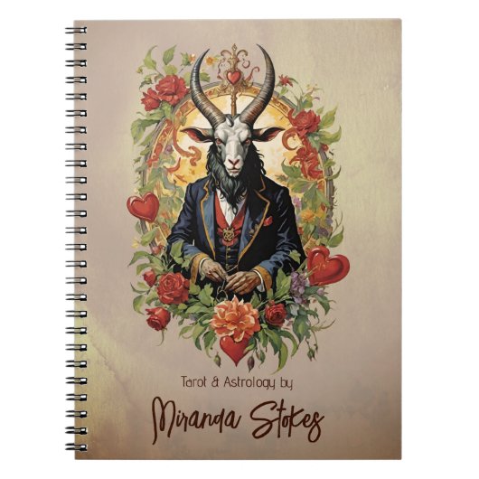Retro Baphomet  Hearts Rozen Tarot Journal Notitieboek (Voorkant)