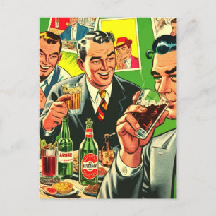 Retro Bar Drink stripillustratie Briefkaart