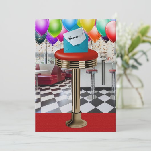 Retro Bar Stool Uitnodiging - SRF (Staand voorkant)