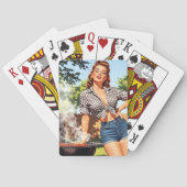 Retro Barbecue Pin-up Pokerkaarten (Achterkant)