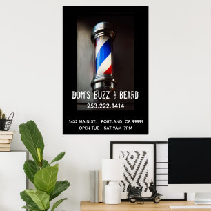 Retro Barber Pole Business Poster Sign