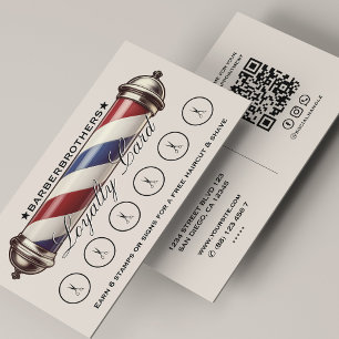 Retro Barber Pool Rood Wit Blauw Zand Loyaliteit Visitekaartje