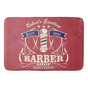 Retro Barber Stylist Work Vloermat Red Retro Badmat