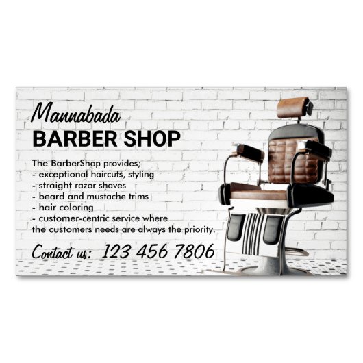 Retro Barber-winkel Magnetisch Visitekaartje (Voorkant)