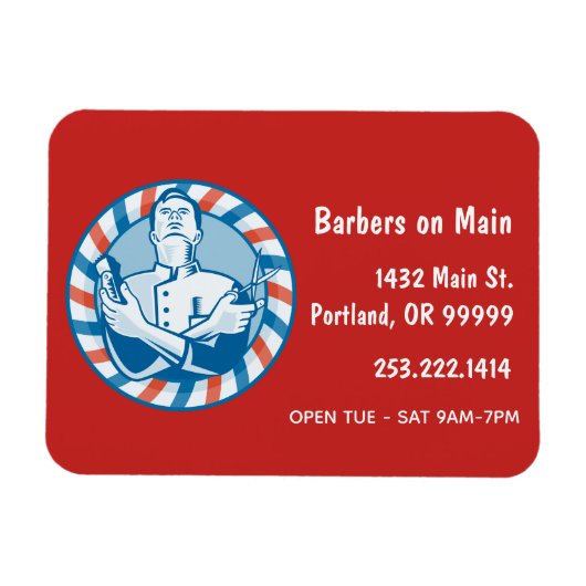 Retro Barbershop Badge Magneet (Horizontaal)