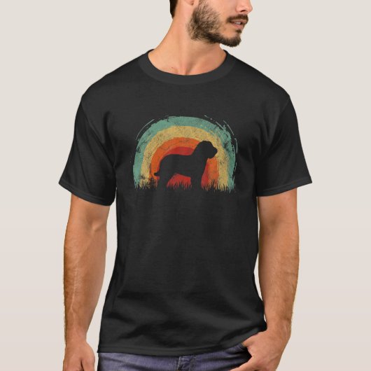 Retro Barbet Regenbooghond Mannen Vrouwen T-shirt (Voorkant)