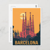  retro Barcelona Spanje Reizen Kunst Briefkaart (Voorkant / Achterkant)