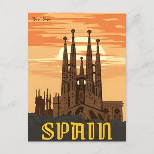  retro Barcelona Spanje Reizen Kunst Briefkaart