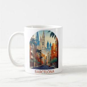 Retro Barcelona Vintage Reisillustratie Koffiemok