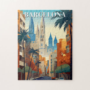 Retro Barcelona Vintage Reisillustratie Legpuzzel