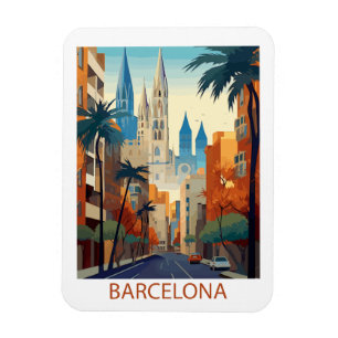 Retro Barcelona Vintage Reisillustratie Magneet
