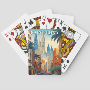 Retro Barcelona Vintage Reisillustratie Pokerkaarten
