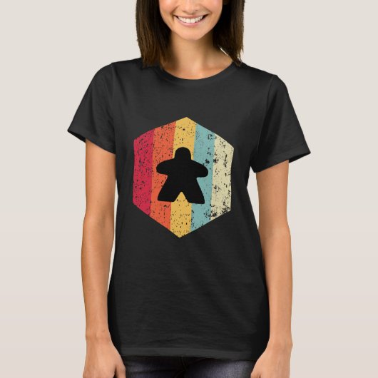 Retro Bardgaming Meeple Boardgame T-shirt (Voorkant)
