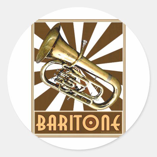 Retro Baritone Ronde Sticker (Voorkant)