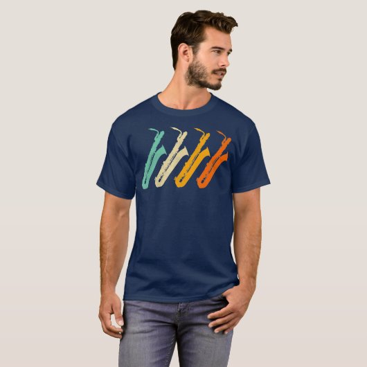 Retro Baritone Saxophone  For Bari Saxophonist T-shirt (Voorkant volledig)