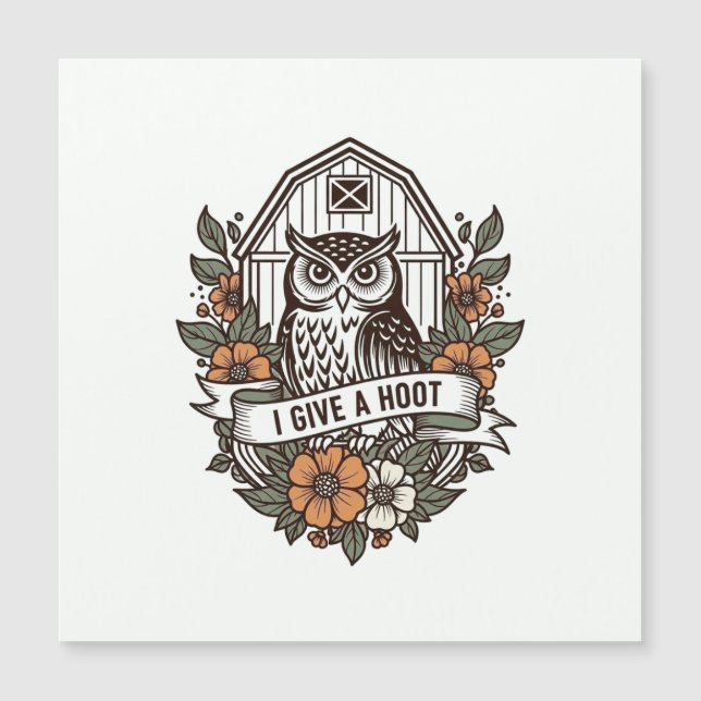 Retro barn owl 'I give a hoot' design (Voorkant)