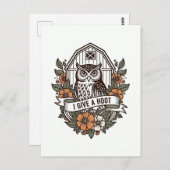 Retro barn owl 'I give a hoot' design Briefkaart (Voorkant / Achterkant)