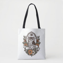 Retro barn owl 'I give a hoot' design Draagtas