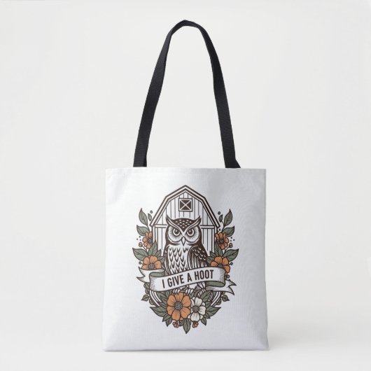 Retro barn owl 'I give a hoot' design Draagtas (Voorkant)