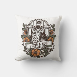 Retro barn owl 'I give a hoot' design Kussen