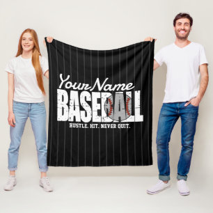 Retro Baseball ADD NAAM Pinstripe Team Speler Fleece Deken