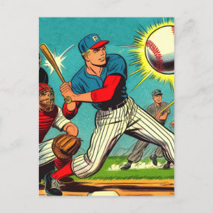 Retro Baseball Comics Briefkaart