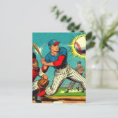 Retro Baseball Comics Briefkaart (Staand voorkant)