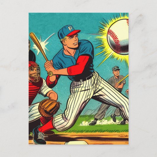 Retro Baseball Comics Briefkaart (Voorkant)