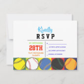 Retro Baseball-draagtas met opening bat. Mitzvah R RSVP Kaartje (Voorkant)