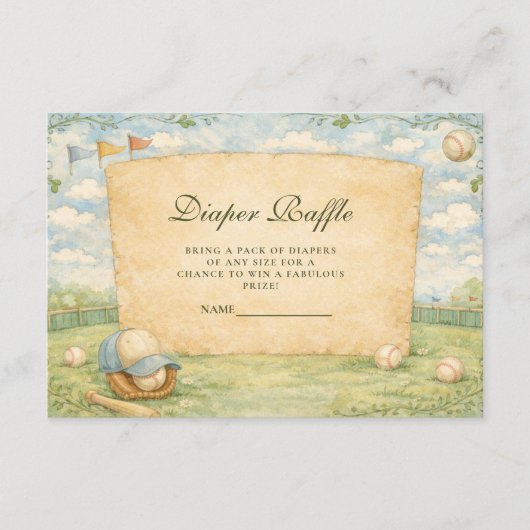 Retro Baseball Field Diapper Raffle Informatiekaartje (Voorkant)