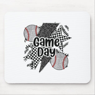 Retro Baseball Game Day Geruit Leopard Baseball Muismat