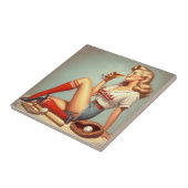 Retro Baseball Meisje Schilderen Tegeltje (Zijkant)