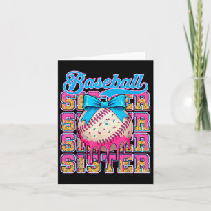 Retro Baseball Sister Ice Cream Drip Coquette Bow Kaart