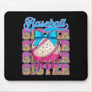 Retro Baseball Sister Ice Cream Drip Coquette Bow Muismat