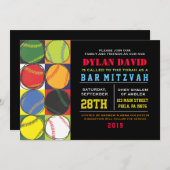Retro Baseball Thébat Mitzvah Uitnodiging (Voorkant / Achterkant)