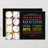Retro Baseball Thébat Mitzvah Uitnodiging (Voorkant / Achterkant)