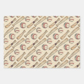 Retro Baseball Trio 3 Inpakpapier Vel (Voorkant 2)