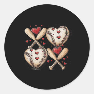 Retro Baseball Valentijnsdag Xoxo Funny Kinder Boy Ronde Sticker