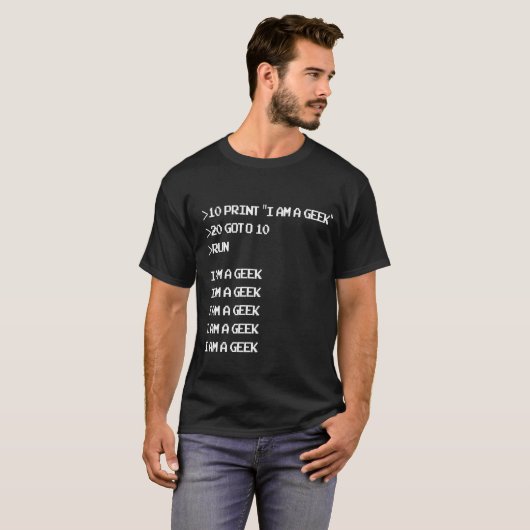 Rétro BASIC Goto 10 de T-shirt de code (Devant entier)